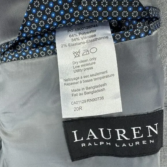 Lauren Ralph Lauren Boys UltraFlex Bloxbury Classic Fit Suit Jacket Gray 20R